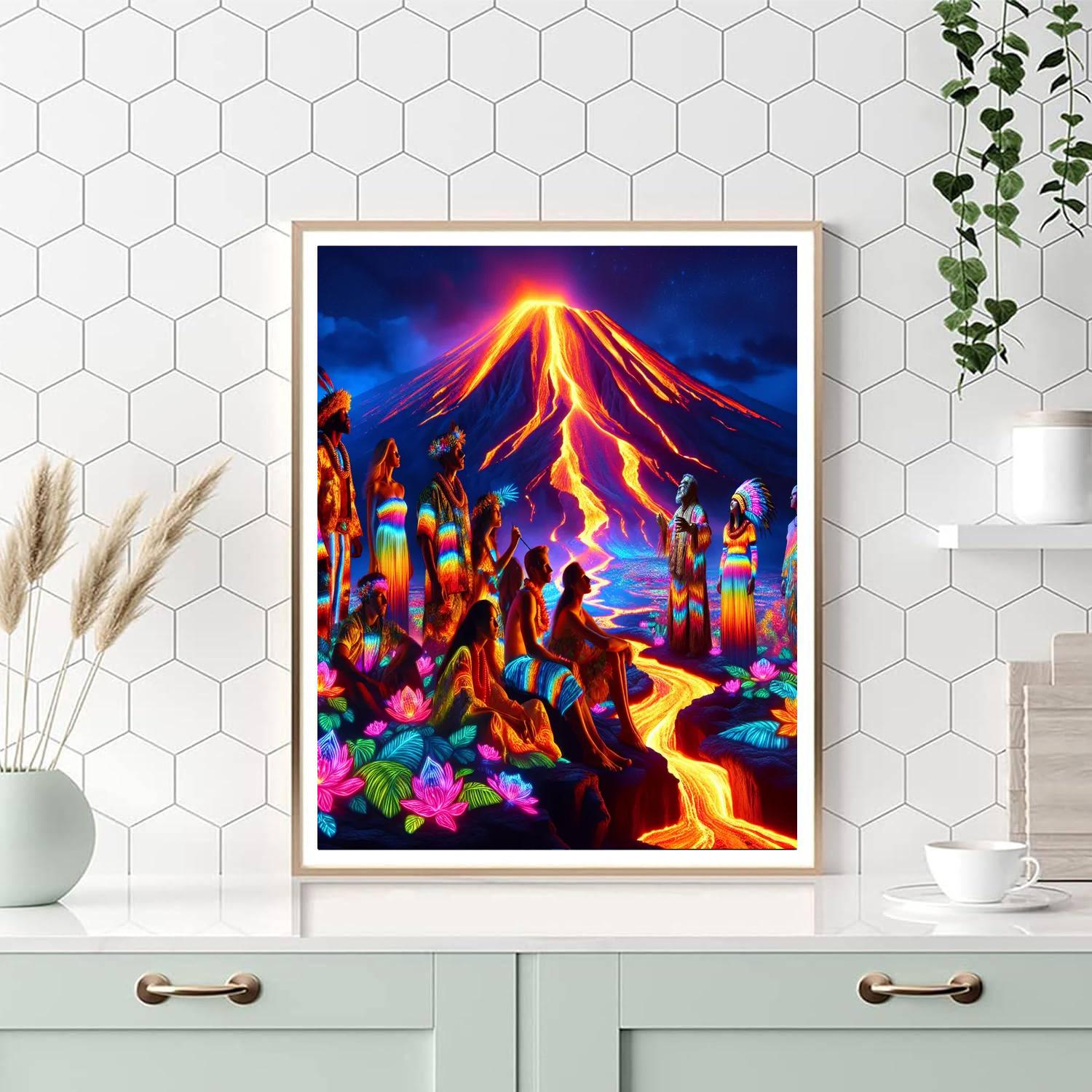 Pahoa Lava Lights Festival - Usa Number Painting