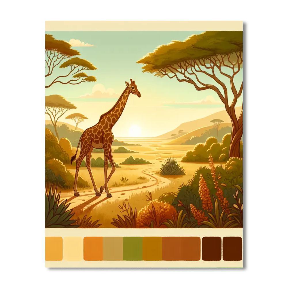 Giraffe's Tall Adventure Paint By Numbers