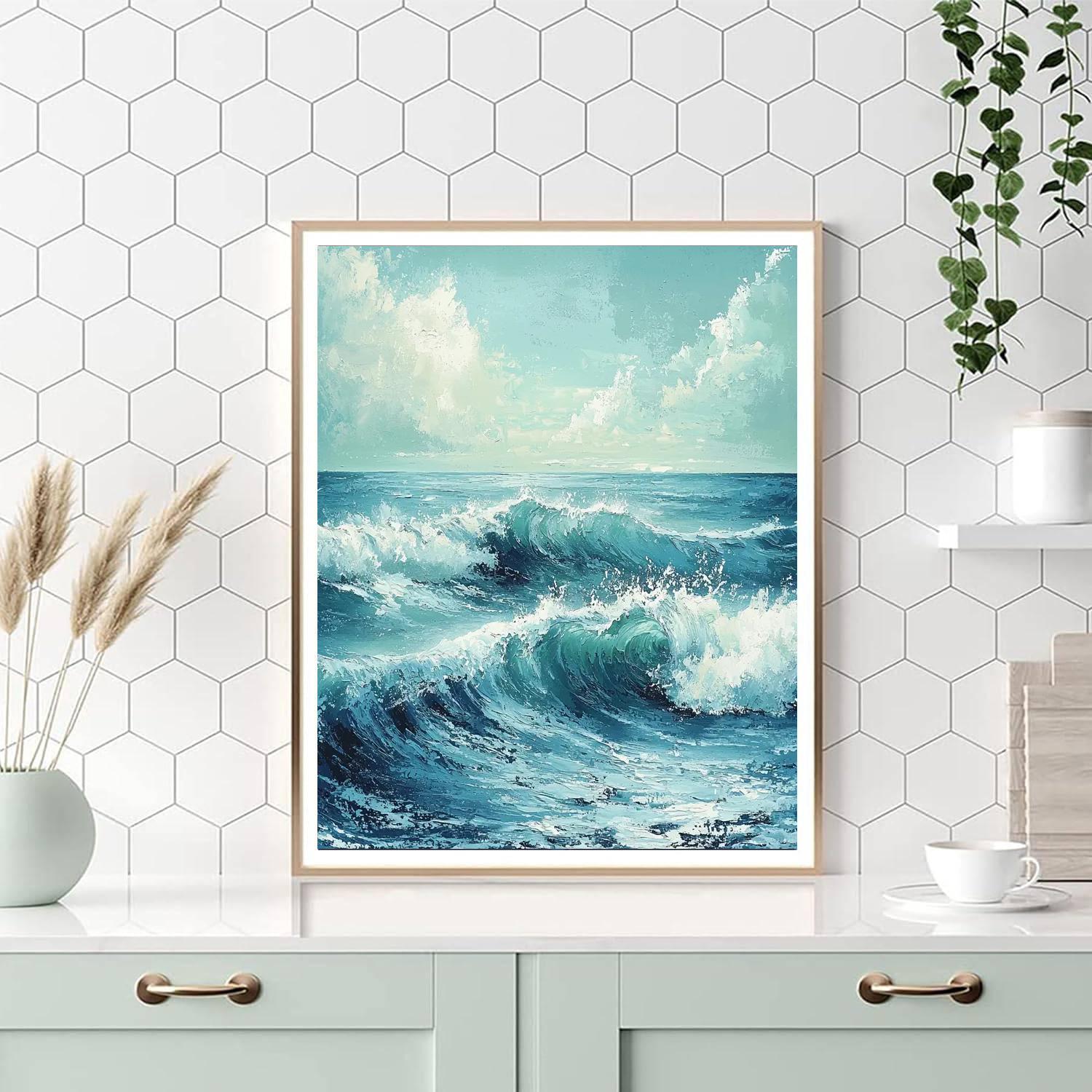 Leonardo Da Vinci Inspired Textural Ocean Waves  Paint By Numbers Art