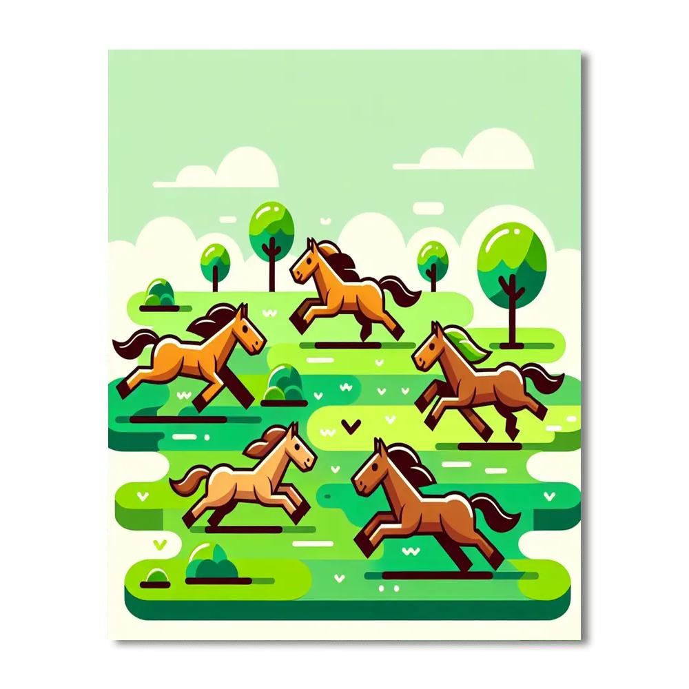 Galloping Through Grasslands Paint By Numbers Art