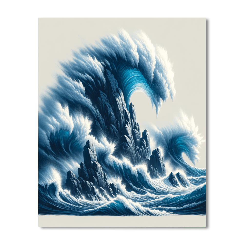 Dynamic Ocean Waves Number Painting