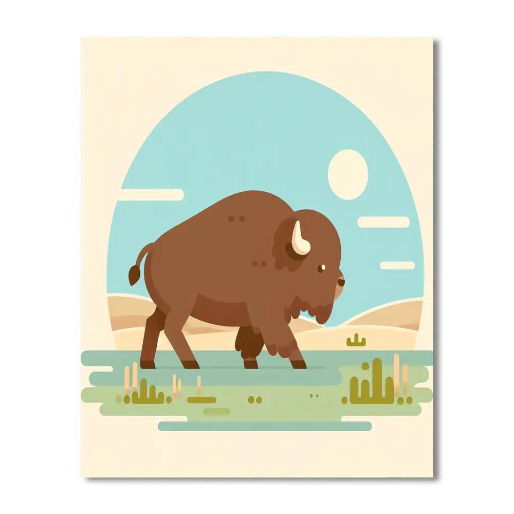 Blissful Bison Stroll Number Painting