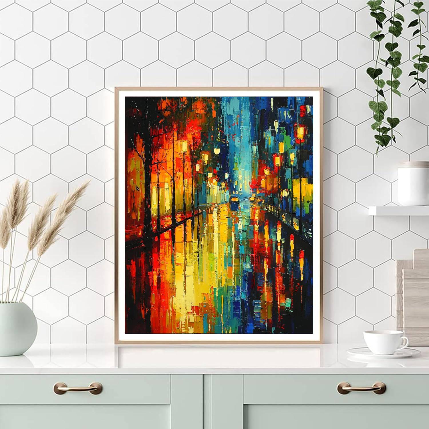 Edvard Munch Inspired Abstract Rainy Day Reflections  Paint By Numbers