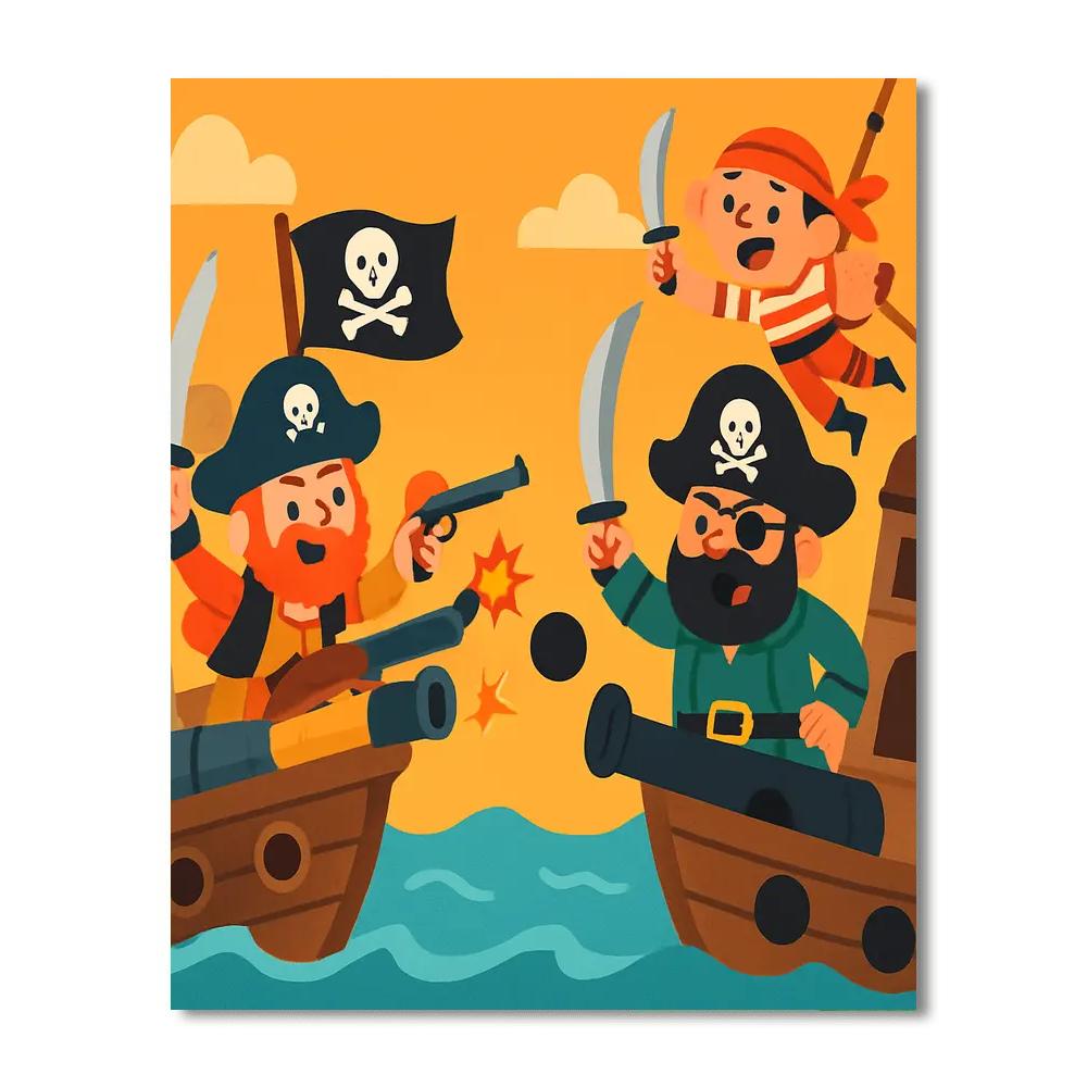 Seaside Pirate Battle DIY Paint By Numbers