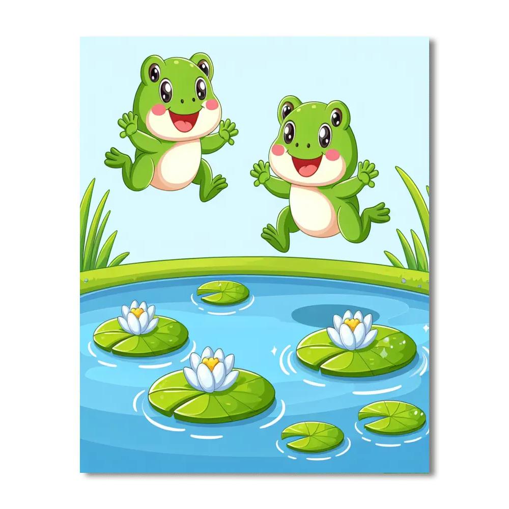 Frolicsome Farmyard Frogs Numbered Painting Kits