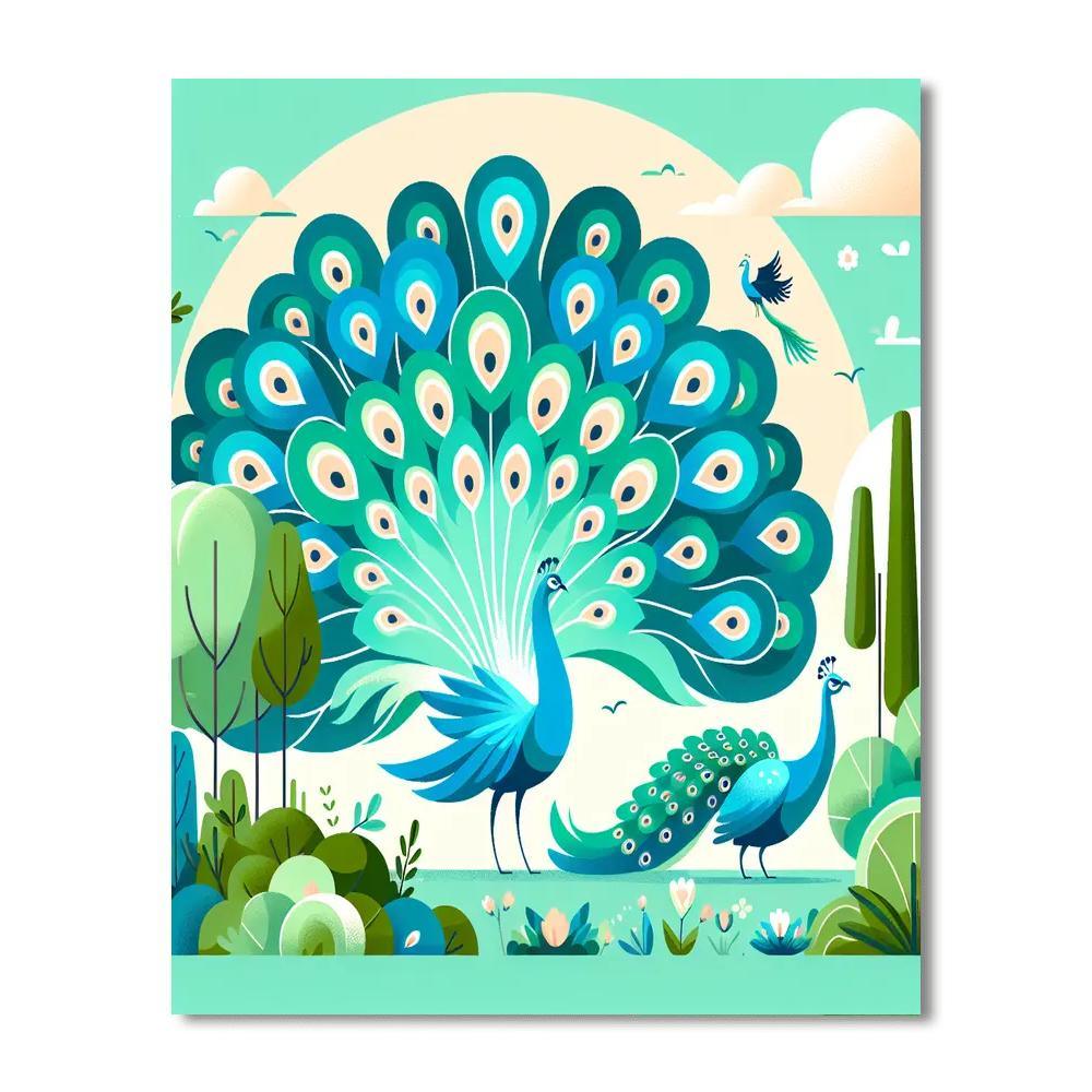 Playful Peacocks Paint By Numbers Art