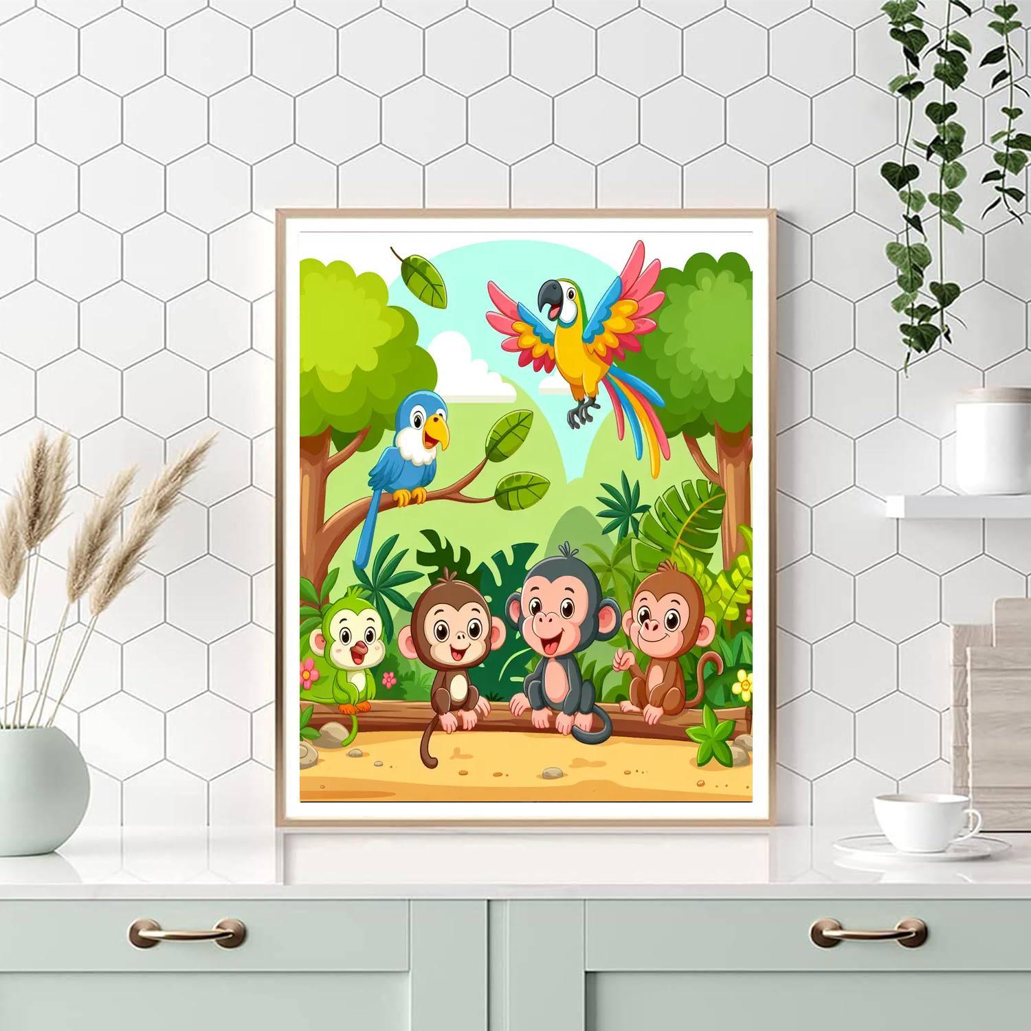 Jungle Friends Expedition Paint By Numbers Art