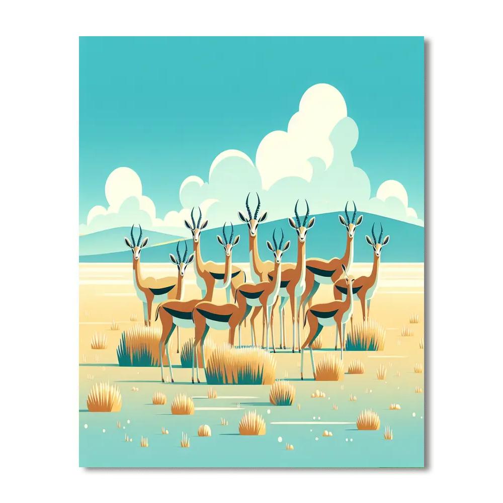 Graceful Gazelle Gathering Painting Number Kit