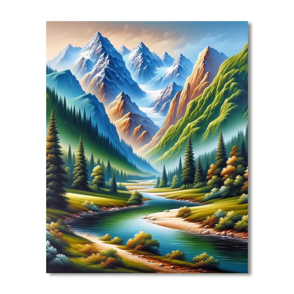 Serene Mountain Valley Paint By Color