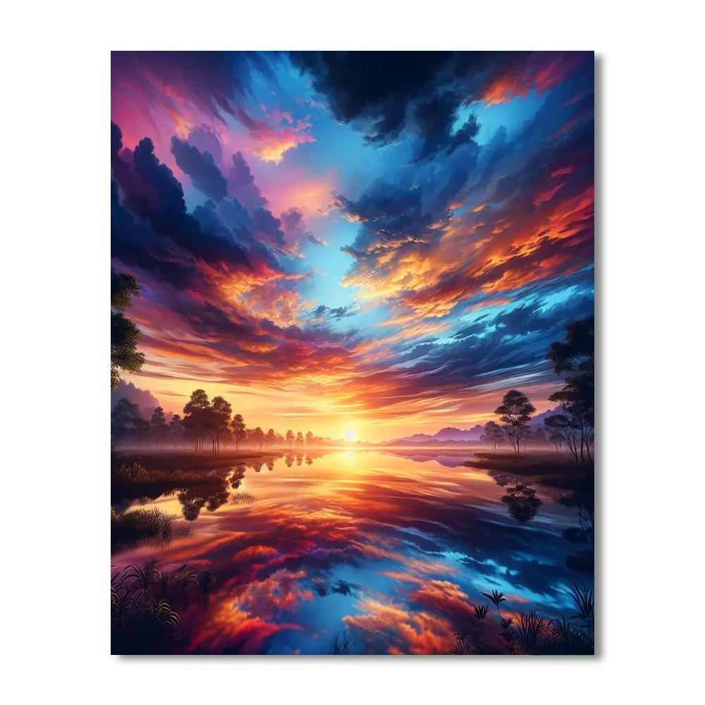 Sunset Reflections On Water Paint By Numbers Art