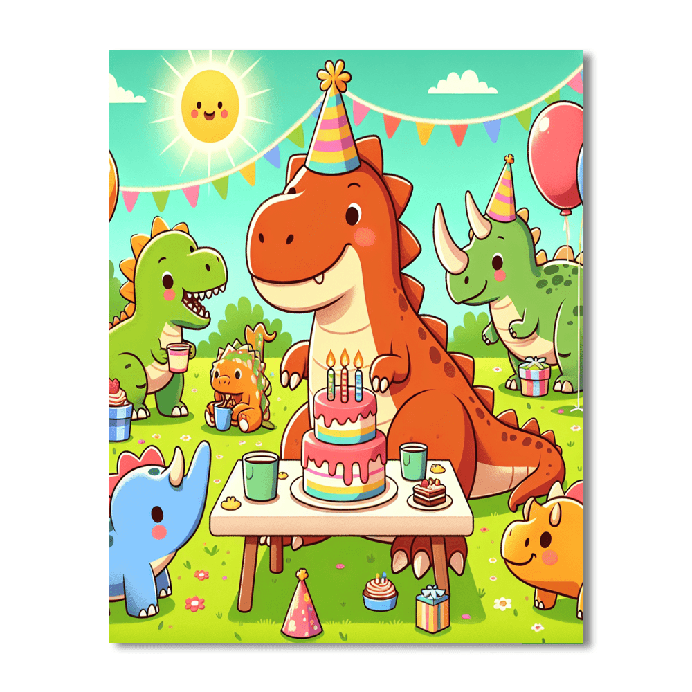 Happy Dinosaur Party Paint By Number