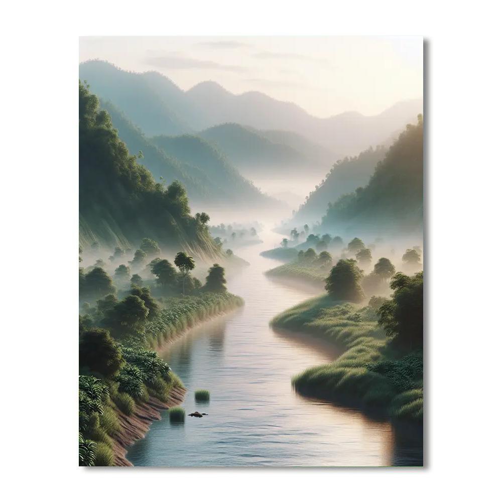 Misty River Journey Painting Number Kit