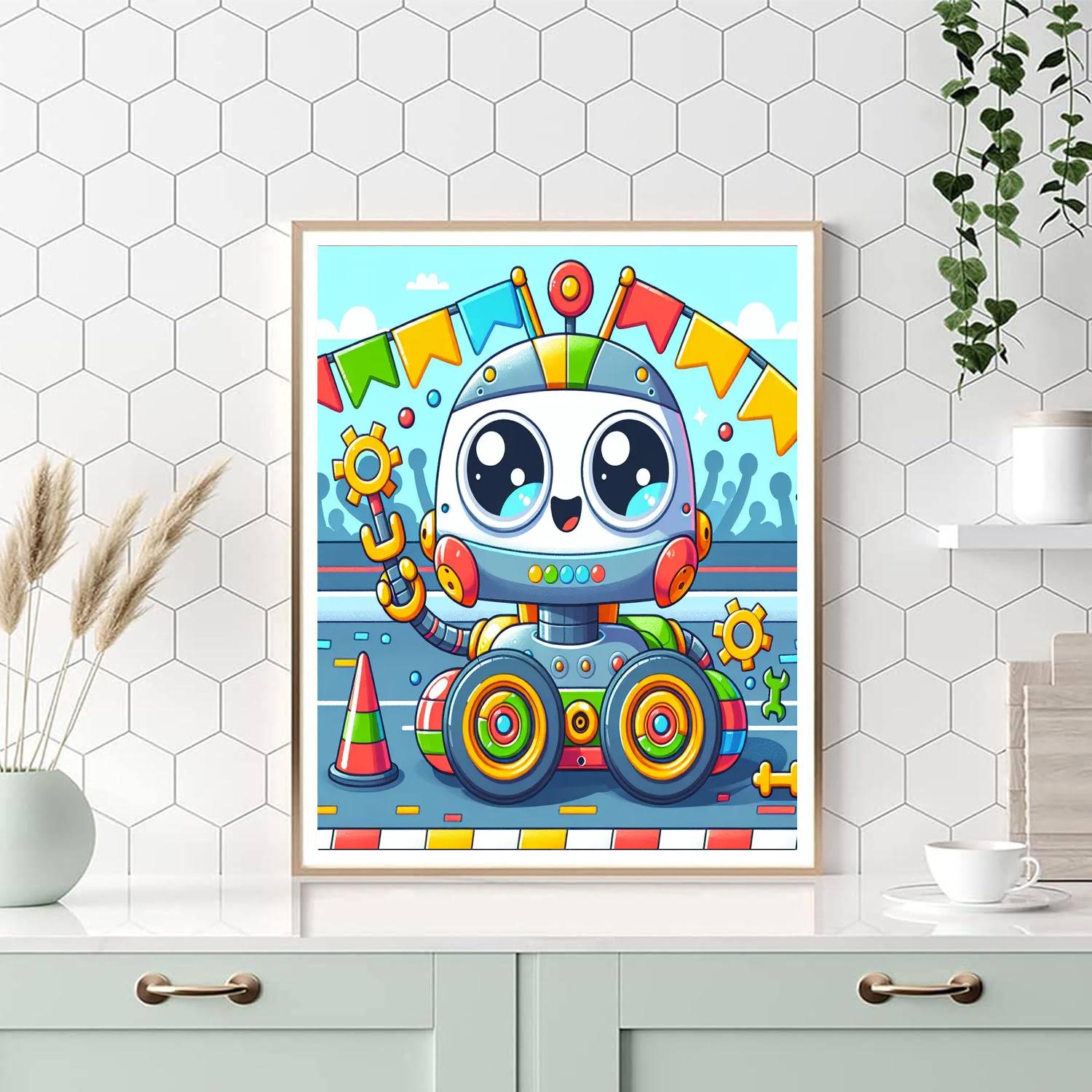 Radiant Robot Rally Number Painting