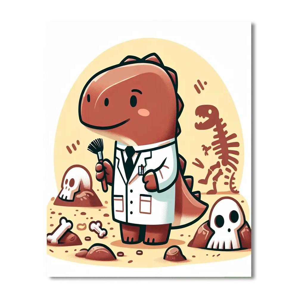 Dinosaur Paleontologist Number Painting