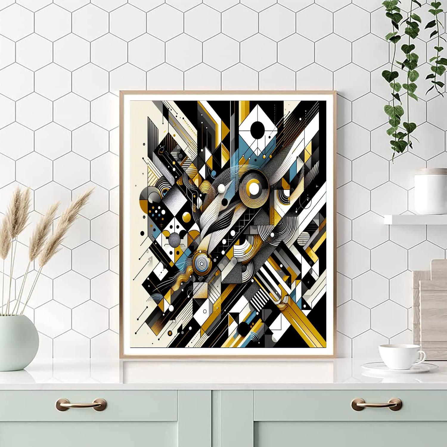 Modern Geometric Mosaic Painting Number Kit