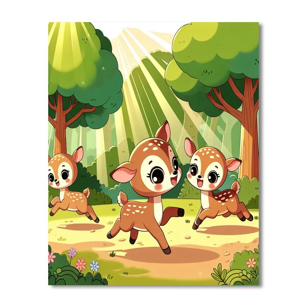 Frolicking Forest Fawns Paint By Numbers Art
