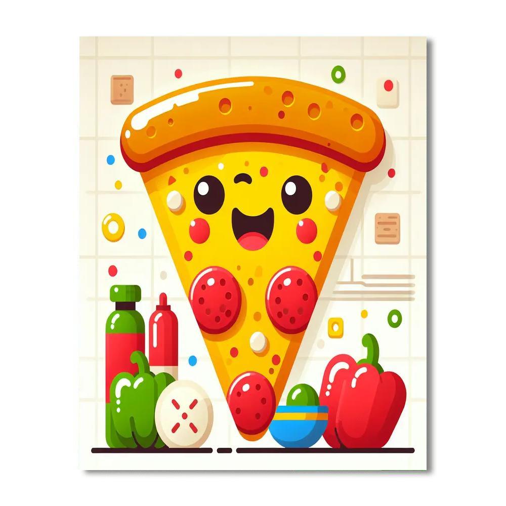Joyful Pizza Slice DIY Paint By Numbers