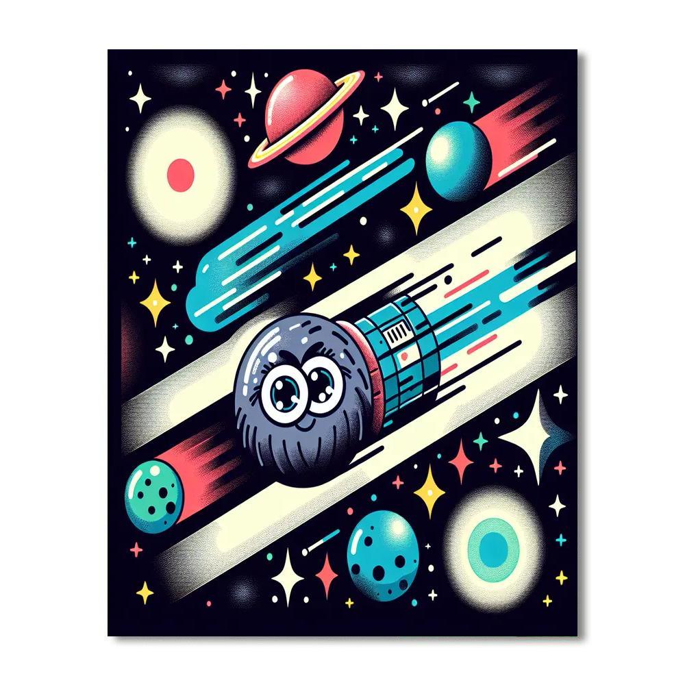 Space Adventure With Comet Paint By Numbers Art