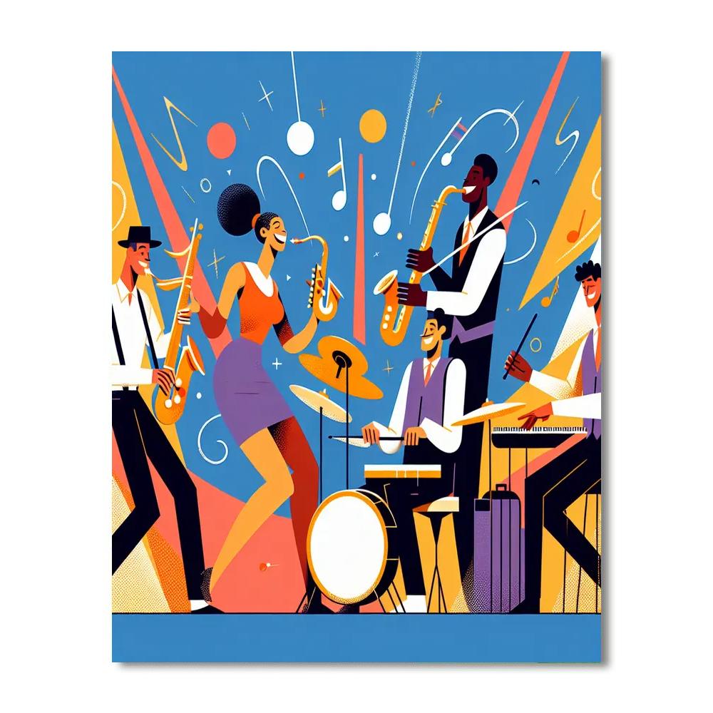 Lively Jazz Band Jamboree Painting By Numbers Kit
