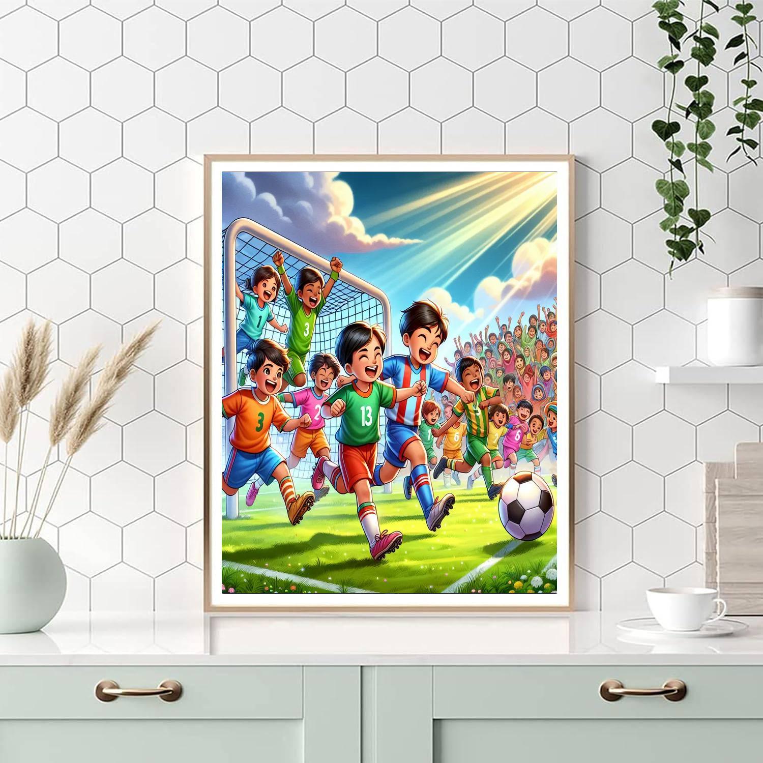 Joyful Soccer Match Paint By Numbers Kits