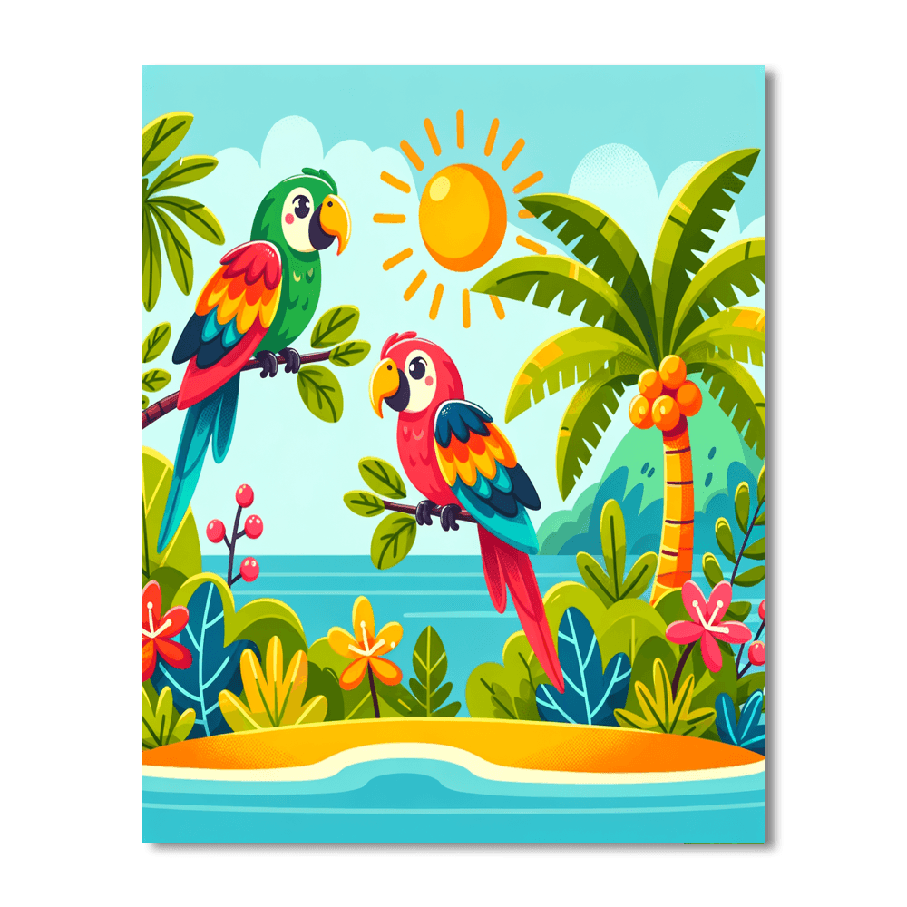 Tropical Island Parrot Party DIY Paint By Numbers
