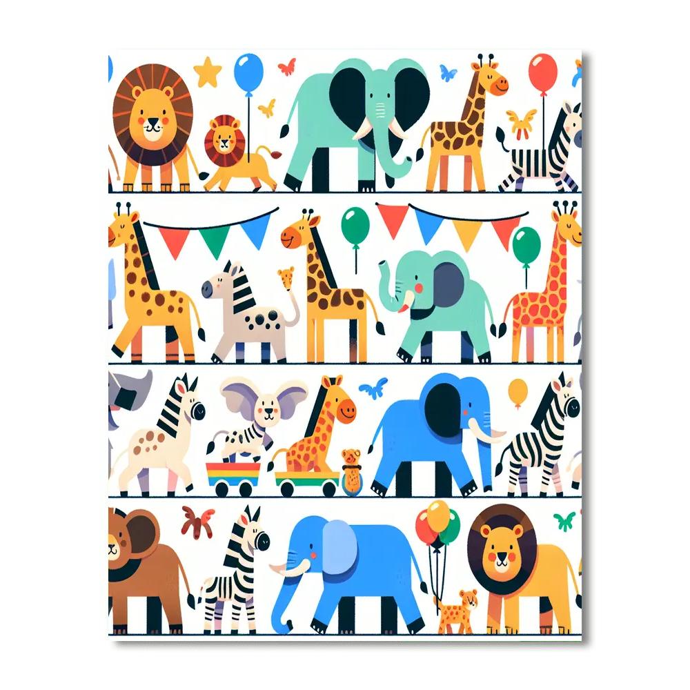 Lively Safari Parade Painting By Numbers Kit