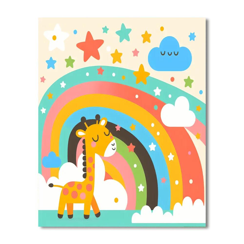 Giraffe's Sky Journey Number Painting