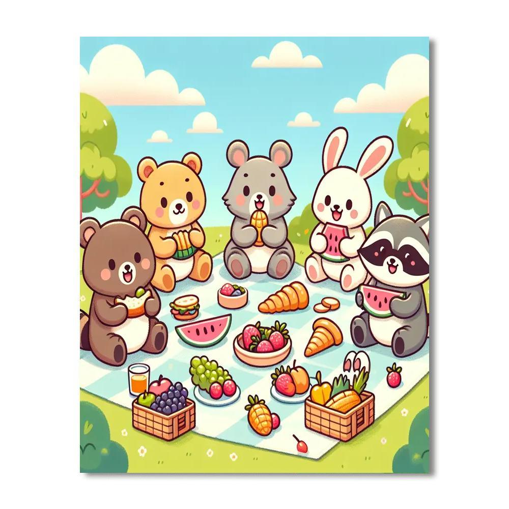 Cheerful Picnic Animals Paint By Number