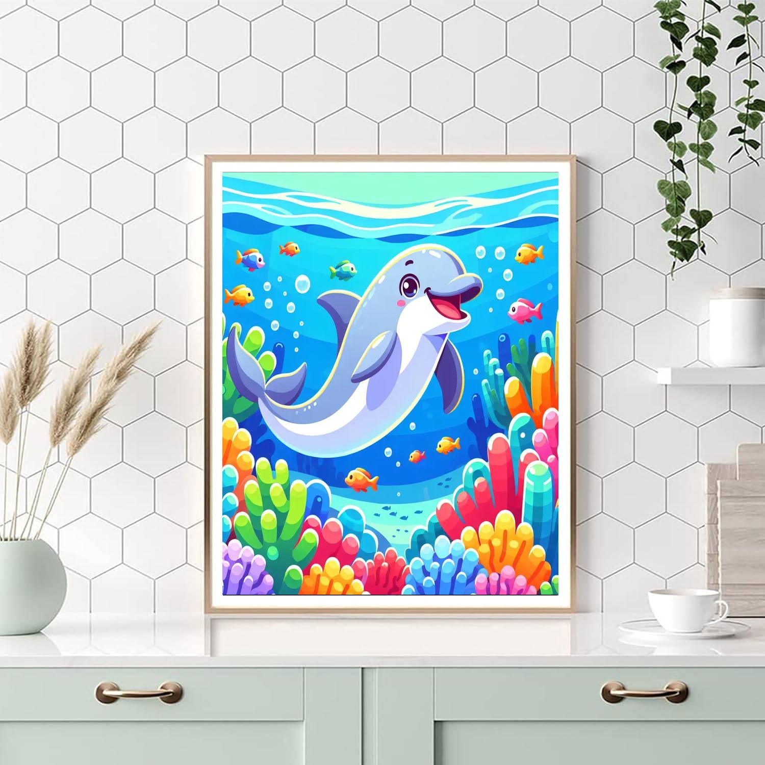 Underwater Dolphin Adventure Painting By Numbers Kit