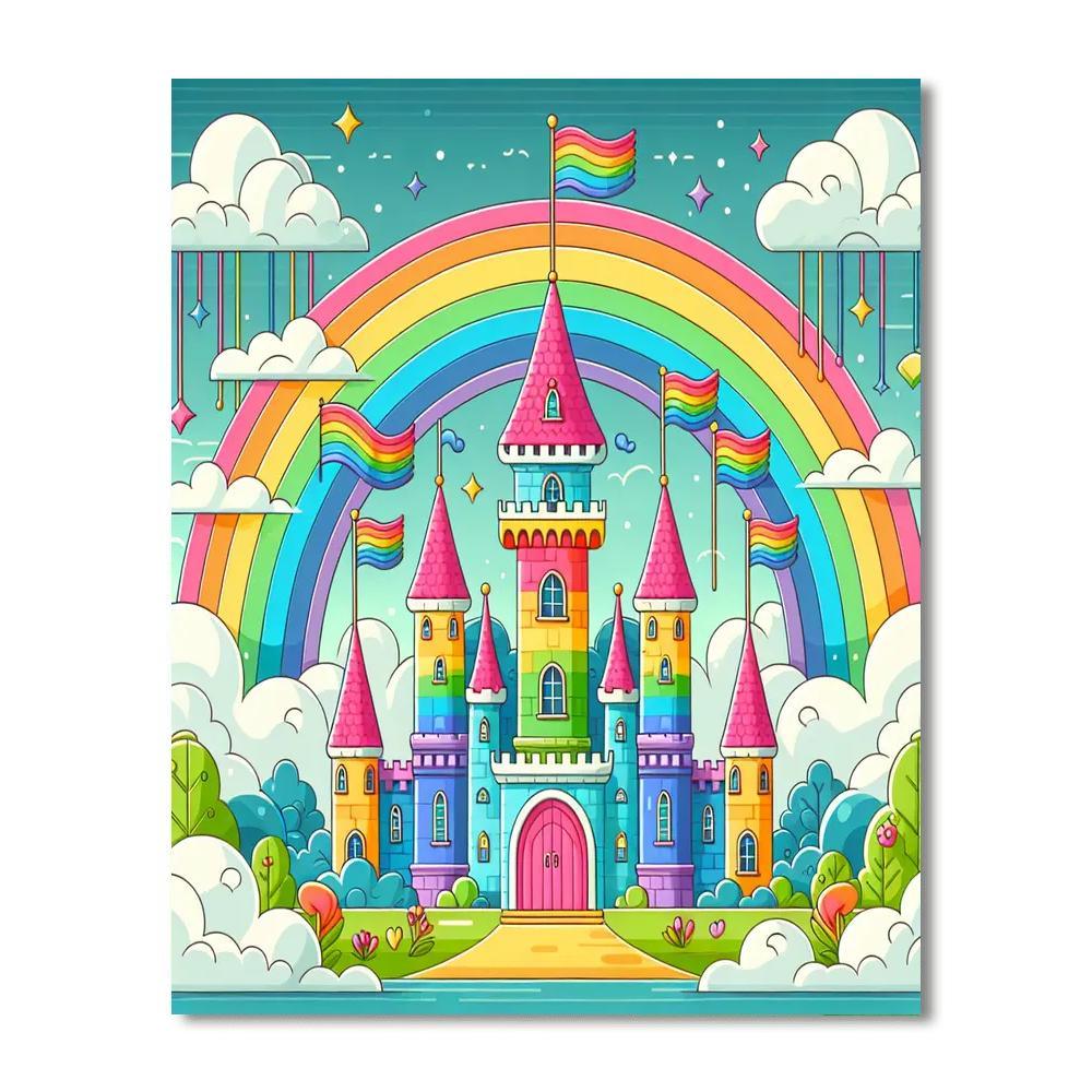 Magical Rainbow Castle Numbered Painting Kits
