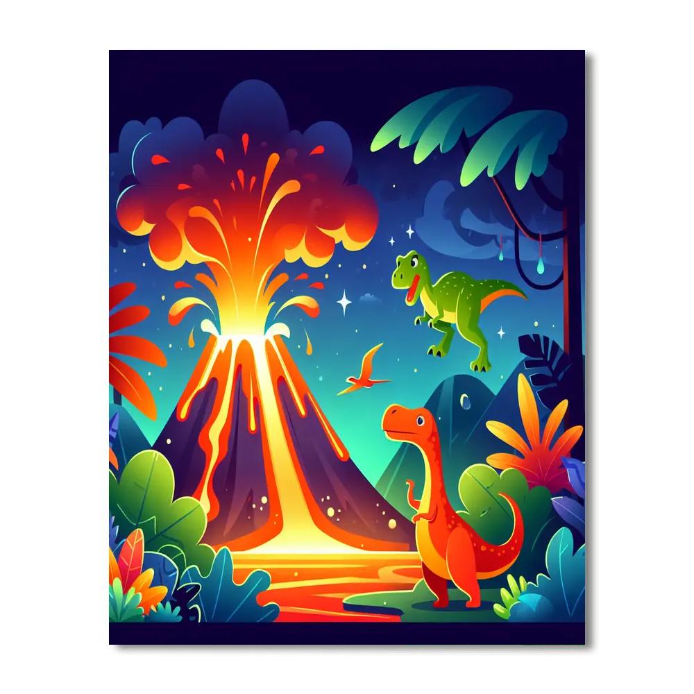 Volcano Adventure Paint By Numbers Art