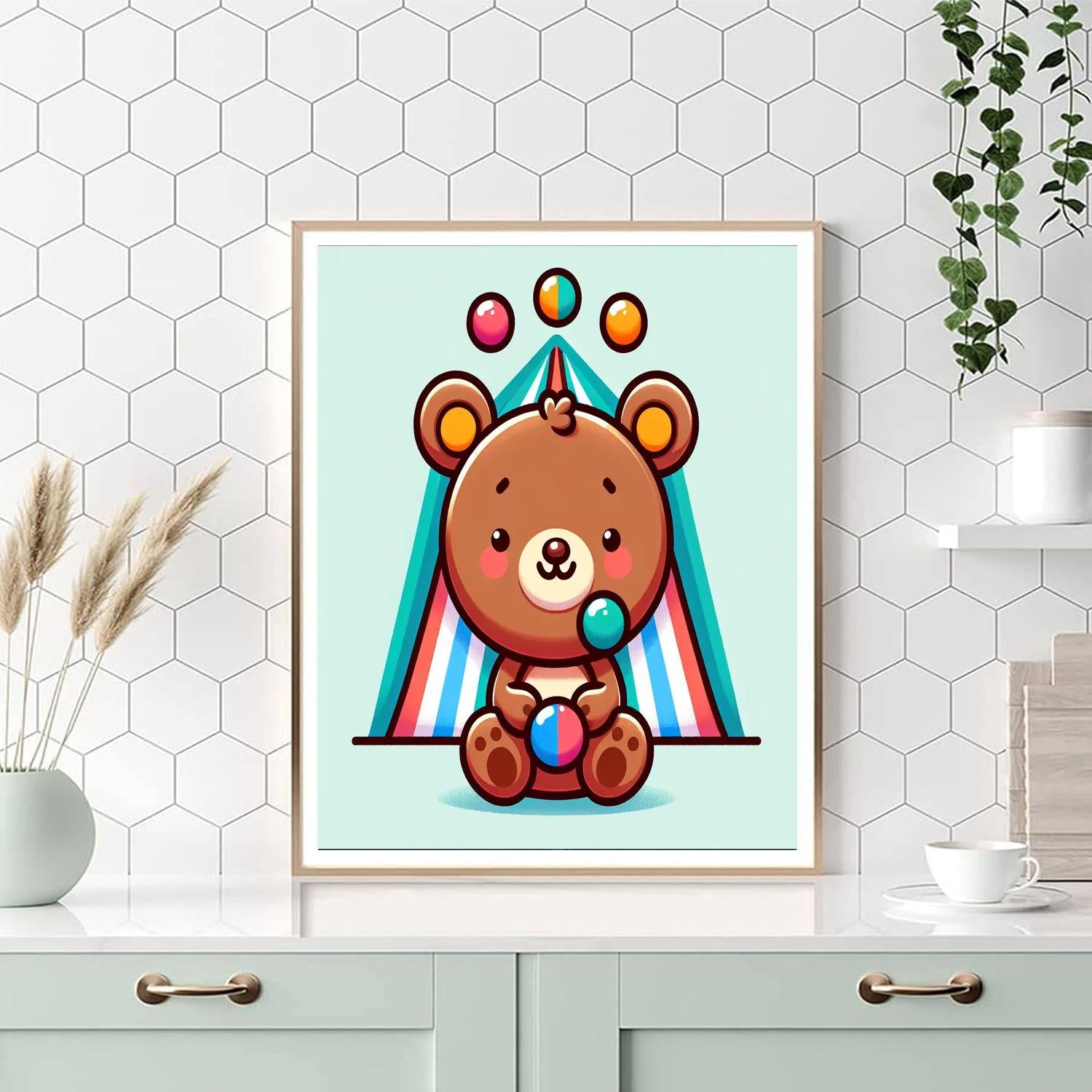 Joyful Juggling Circus Bear Painting By Numbers Kit