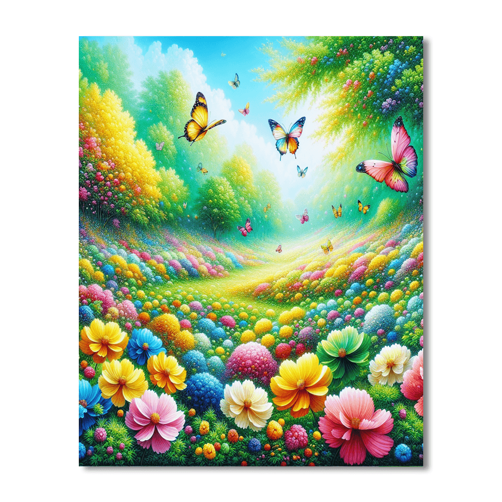 Radiant Butterfly Meadow Number Painting