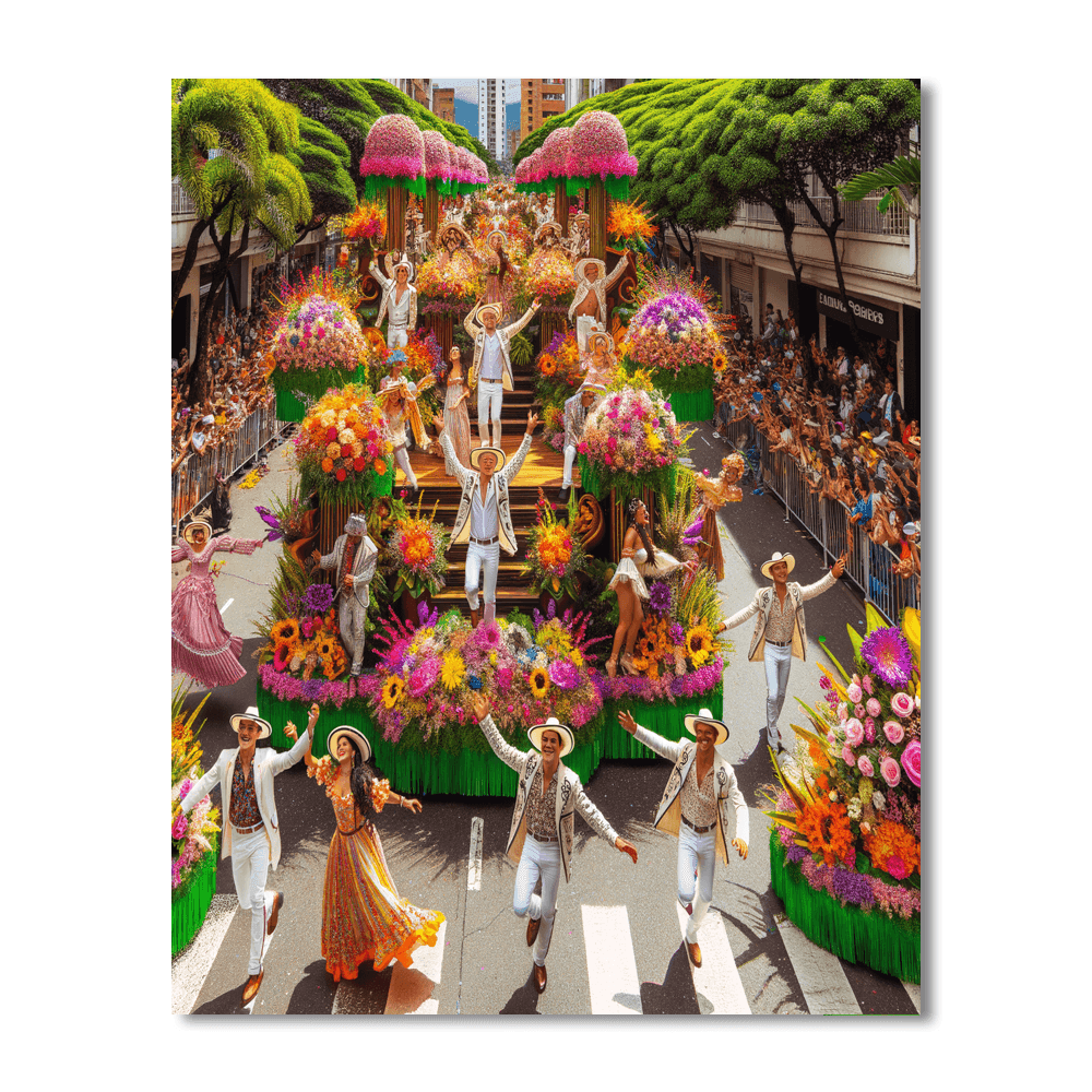 Flower Festival - Medellin - Colombia Painting By Numbers Kit
