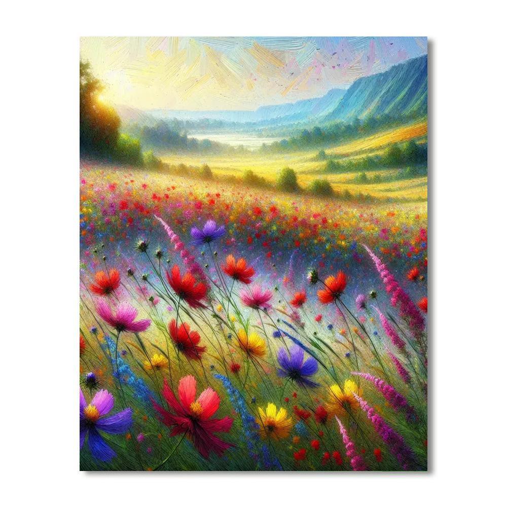Dancing Wildflowers In The Breeze Number Painting