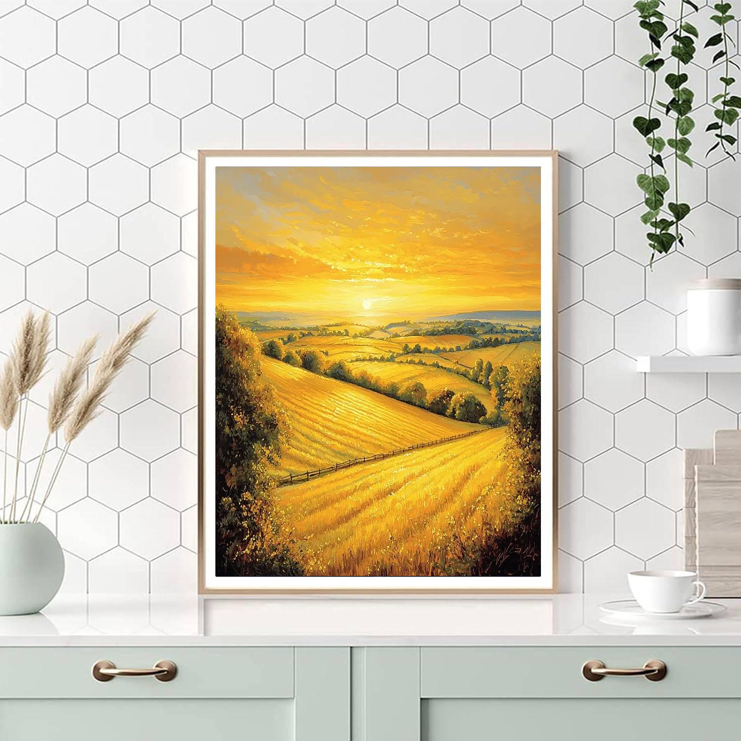 John Constable Inspired Golden Sunset Fields  Paint By Numbers