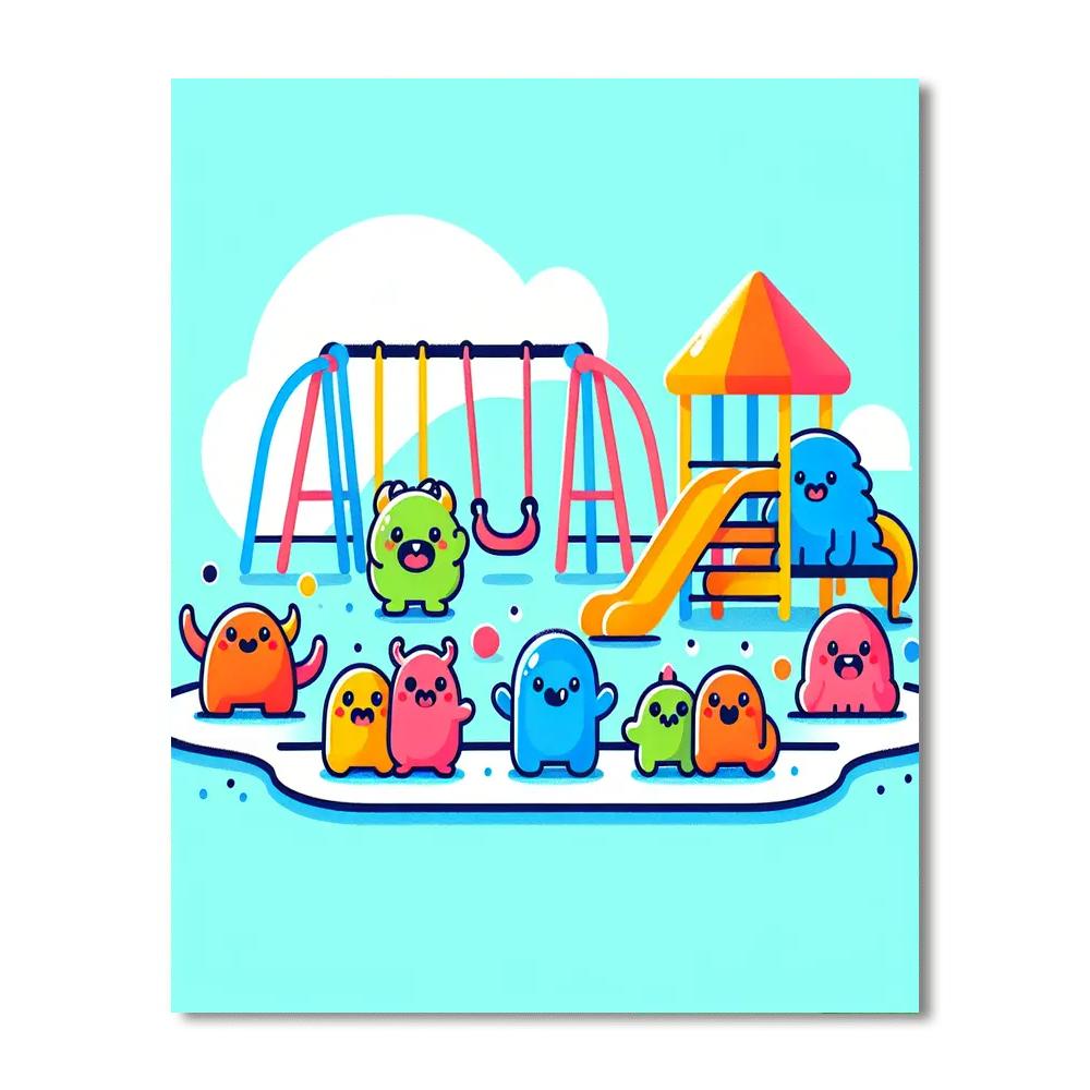Friendly Monster Playground Painting By Numbers Kit