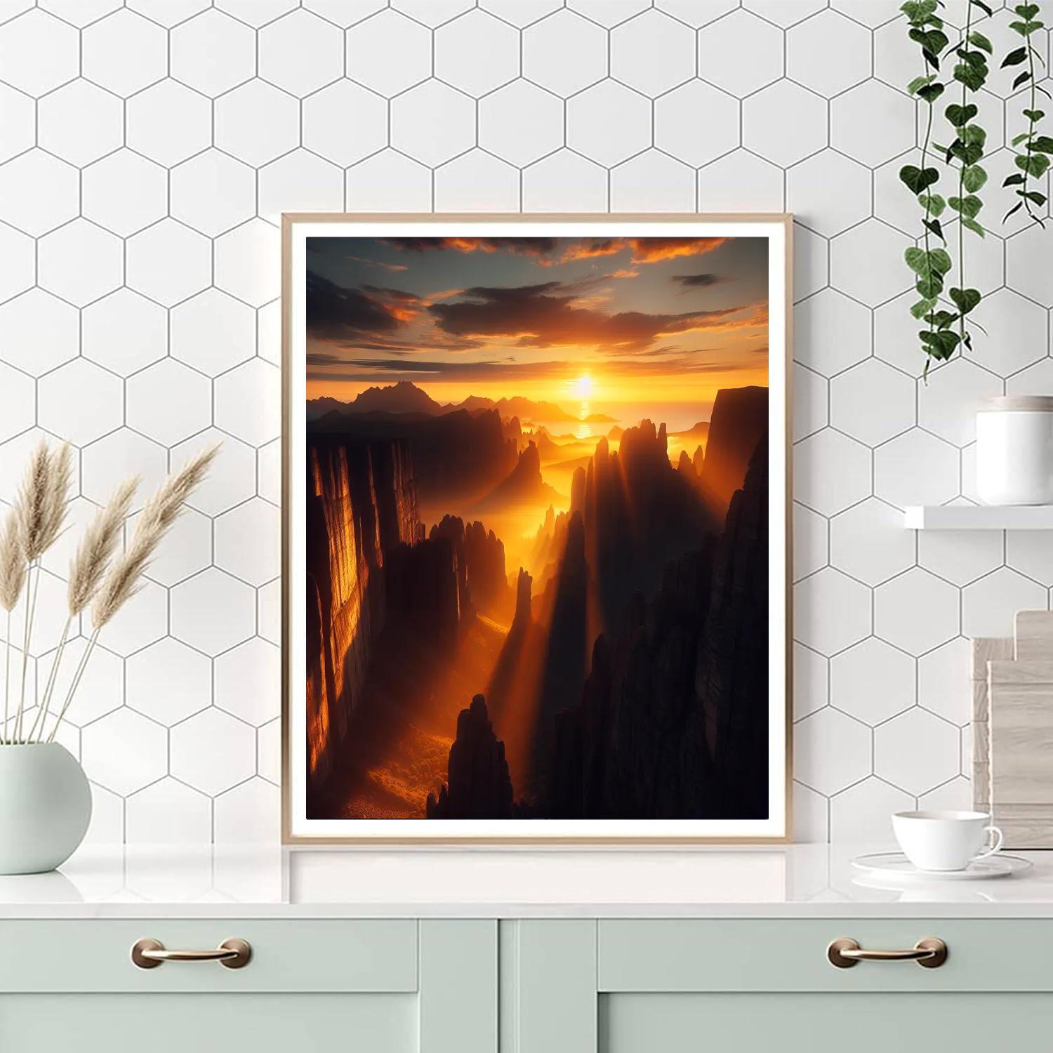 Radiant Sunrise Over Cliffs Paint By Numbers Kits