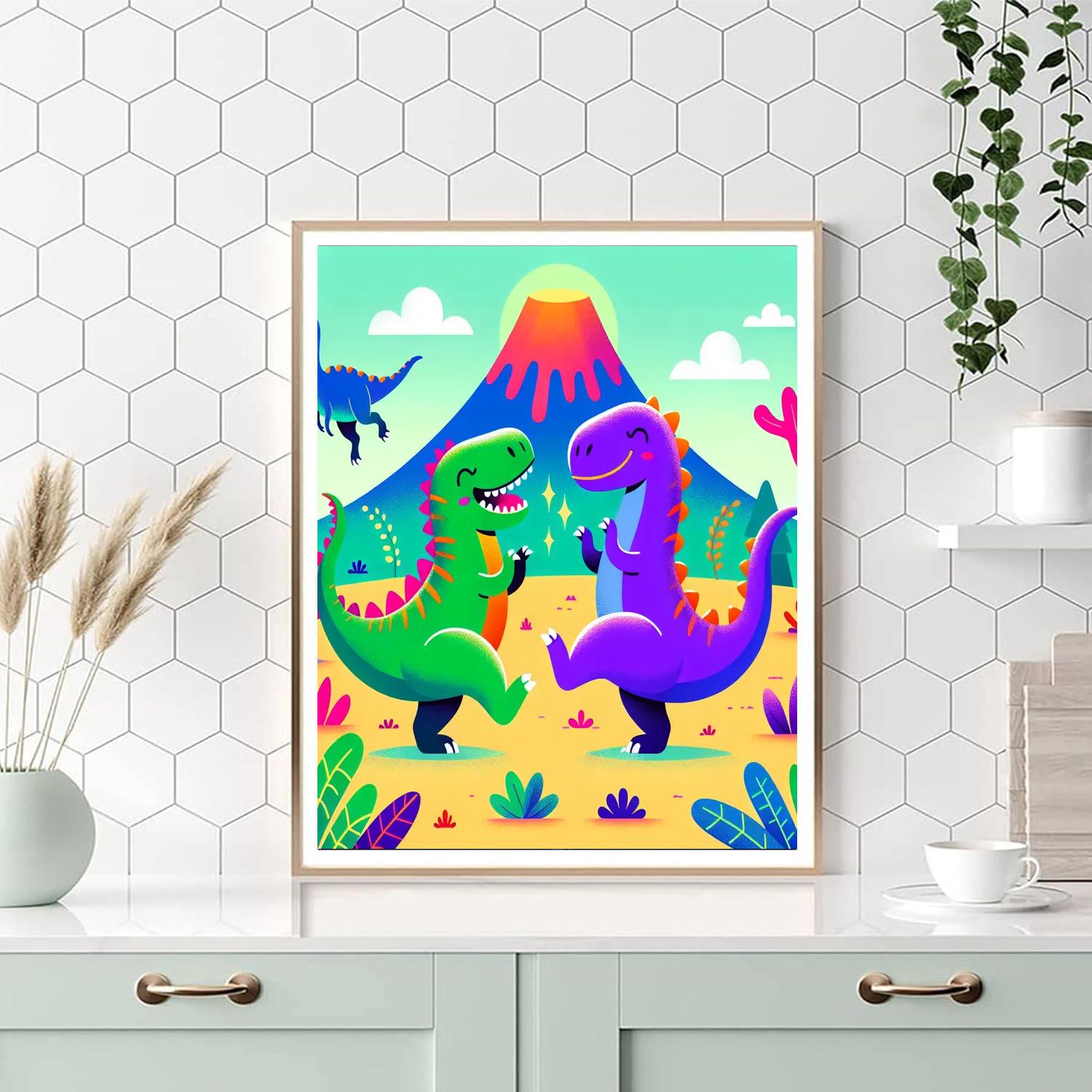 Dancing Dino Duo Paint By Numbers Art