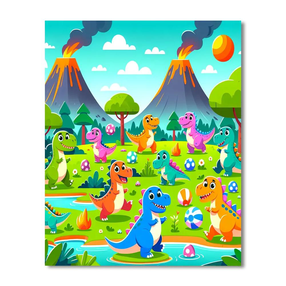 Brave Dinosaurs Paint By Numbers Art