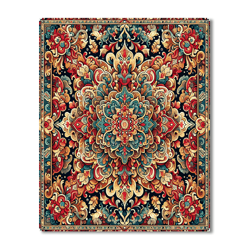 Ornate Persian Rug Design Painting Number Kit