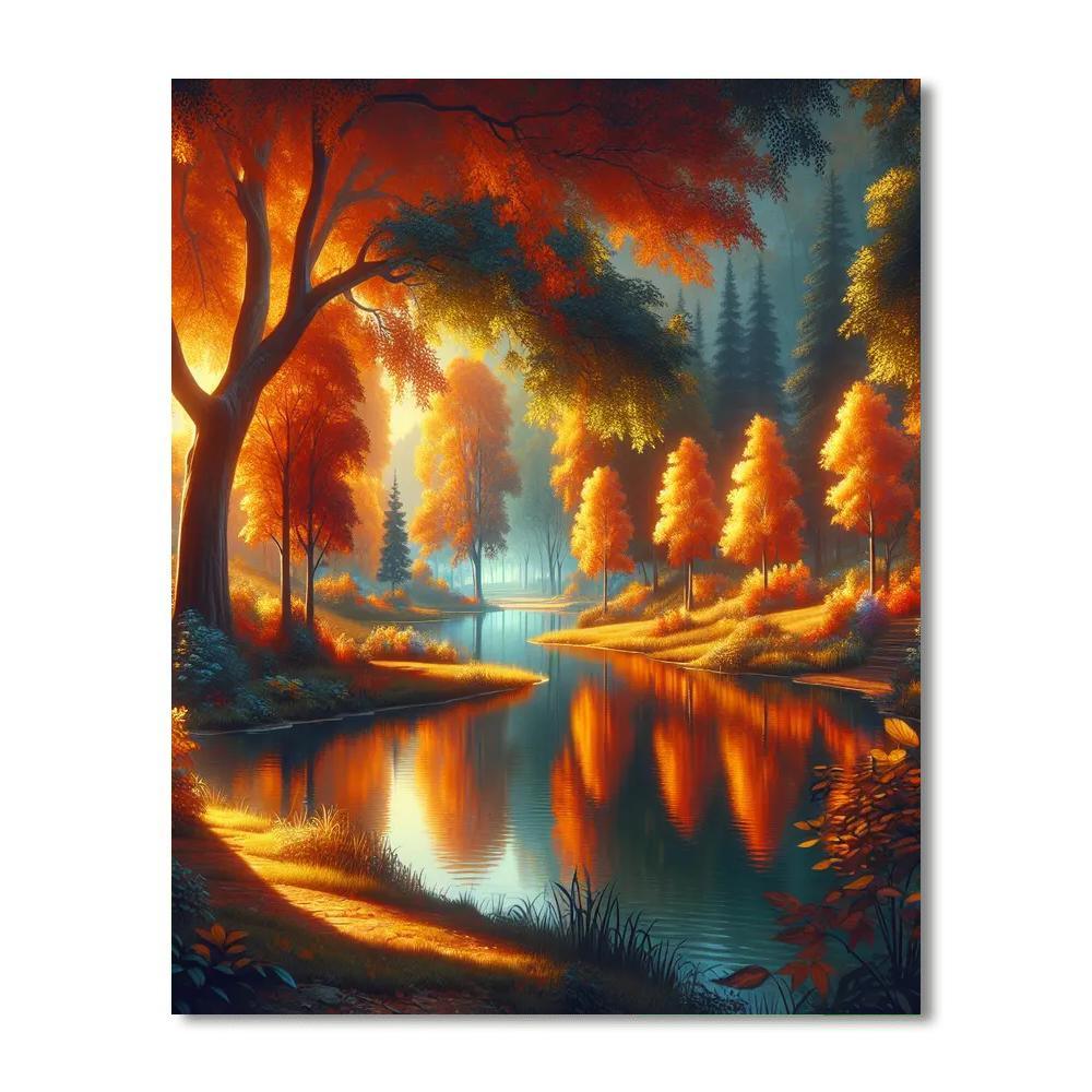 Gentle Autumn Reflections Paint By Numbers