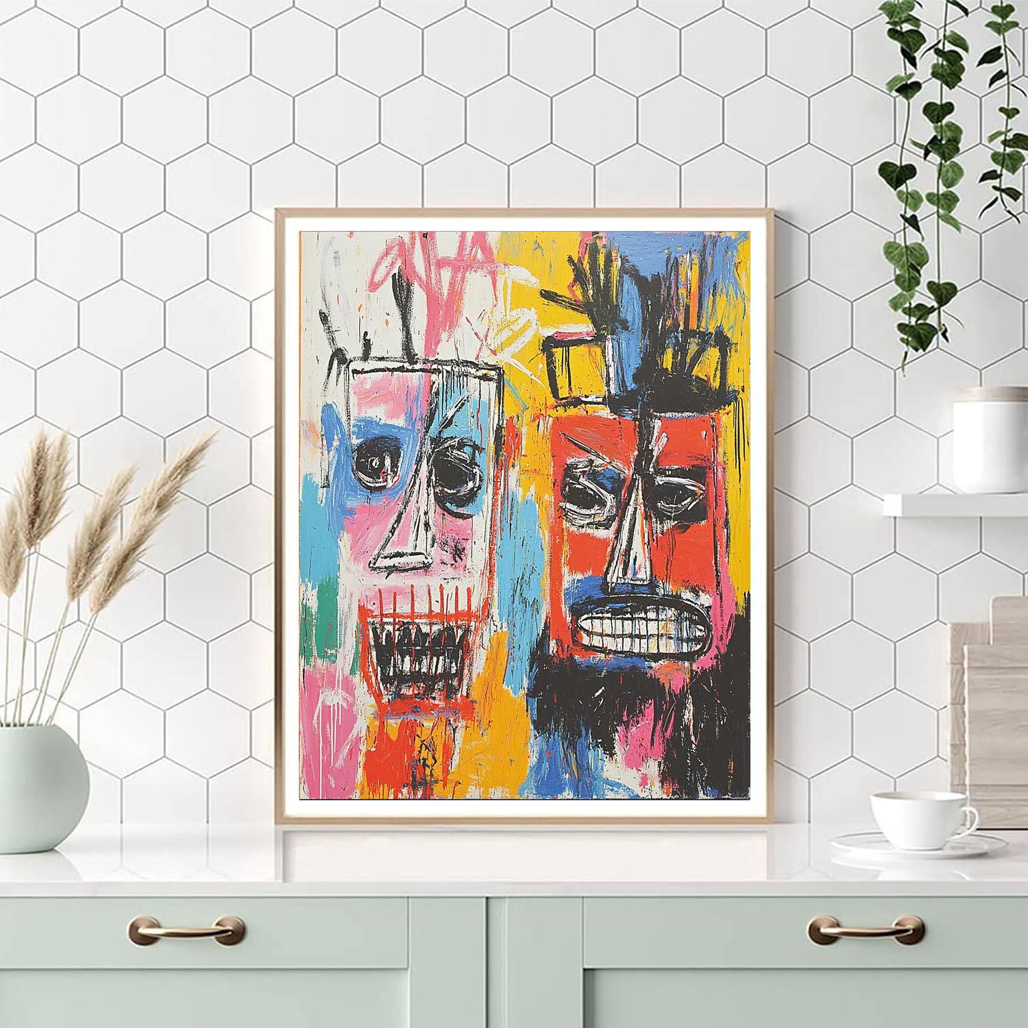 Jean-Michel Basquiat Inspired Abstract Fusion Of Cultures  Number Painting