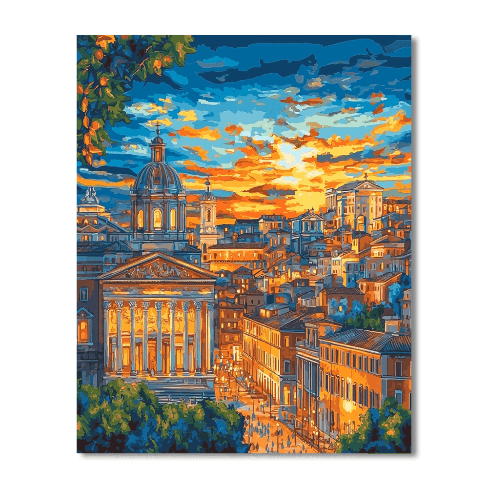 Raphael Inspired Renaissance City Twilight  Paint By Numbers Kits