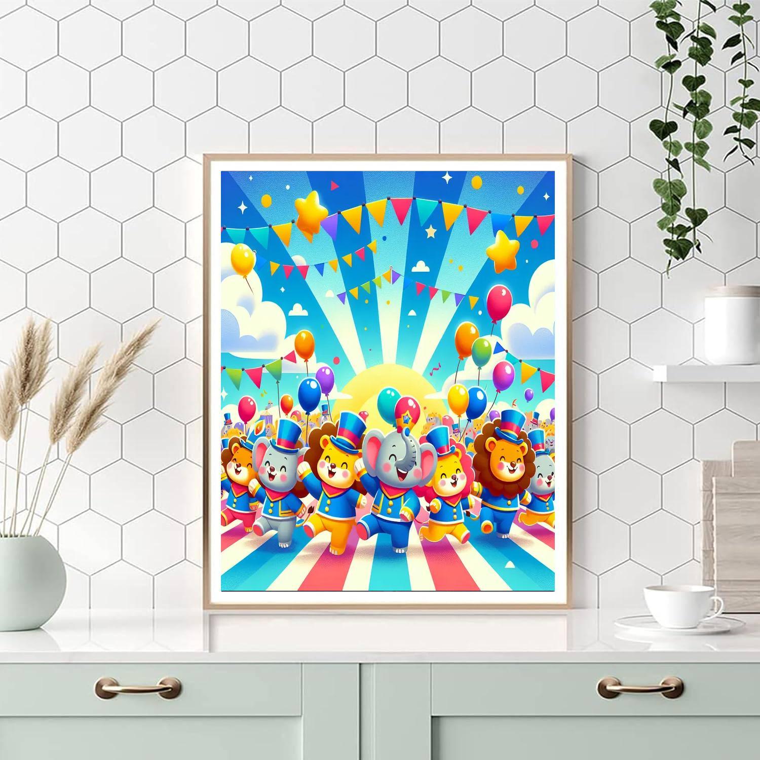 Fanciful Animal Parade For Kids Numbered Painting Kits