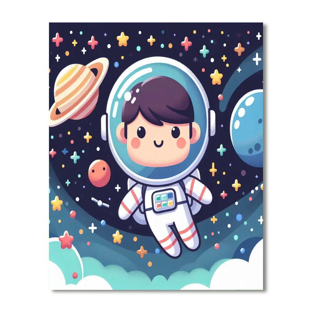 Astronaut's Cosmic Adventure DIY Paint By Numbers