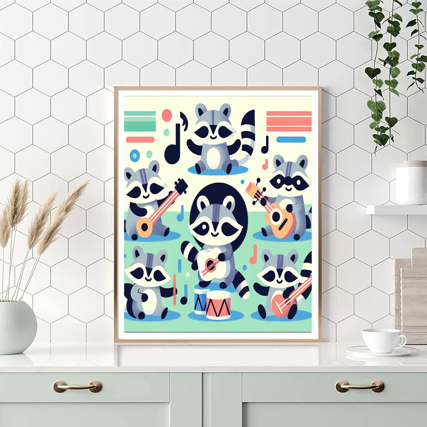 Rockin' Raccoon Band Number Painting