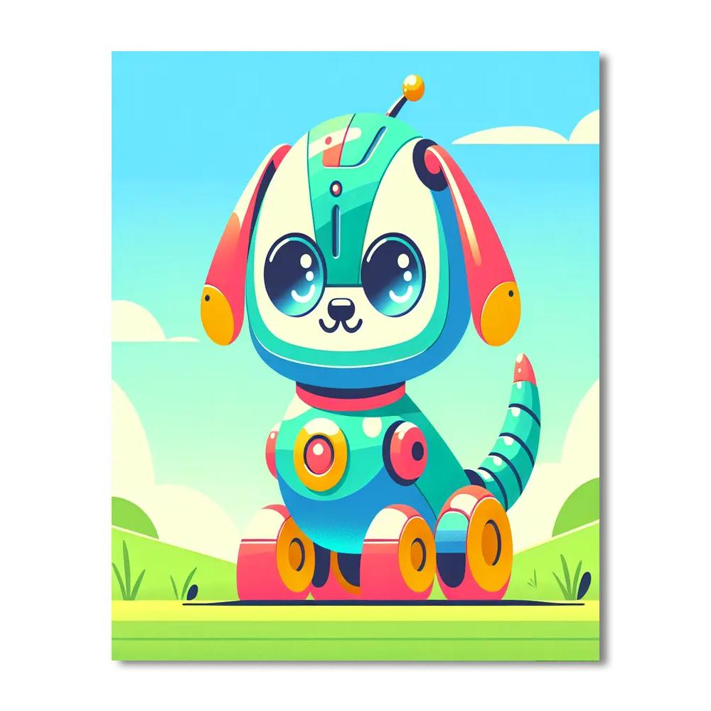 Curious Robot Dog Paint By Numbers Art