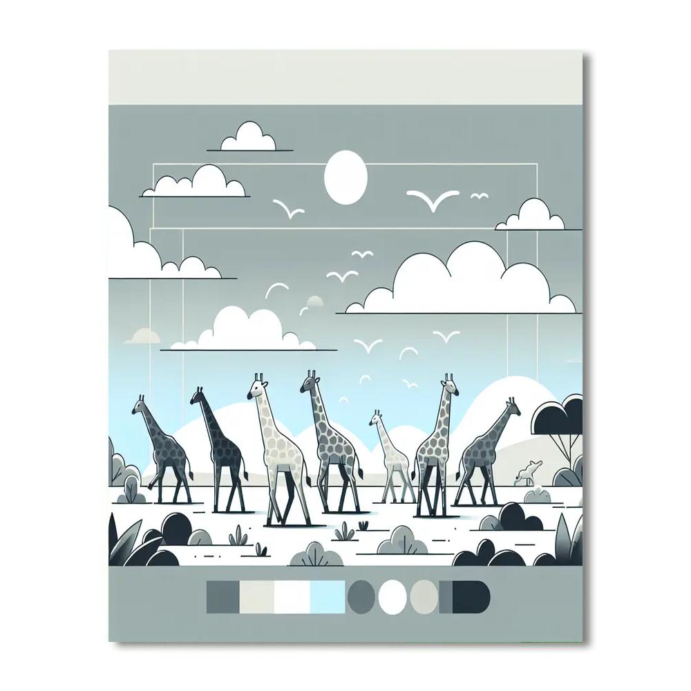 Gentle Giraffe Stroll Paint By Numbers Art