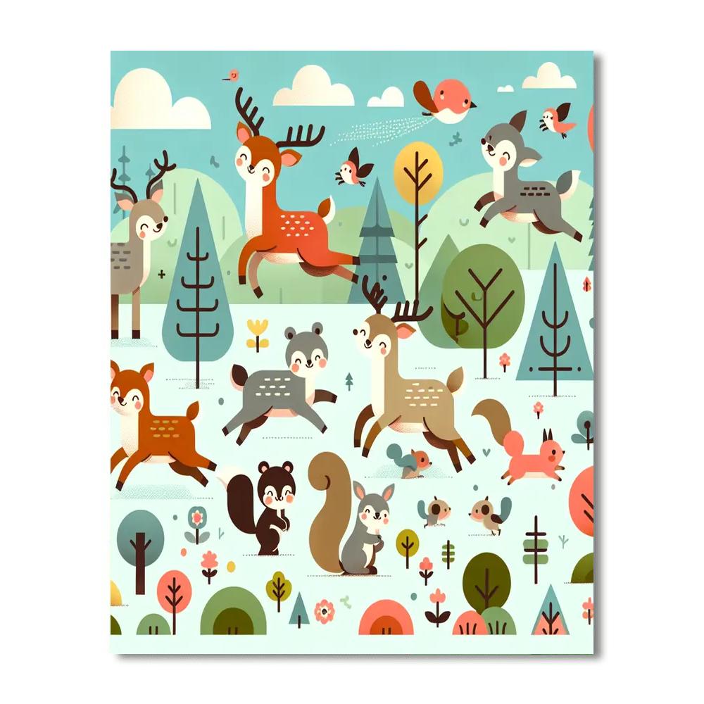 Woodland Creatures Parade Paint By Numbers Art